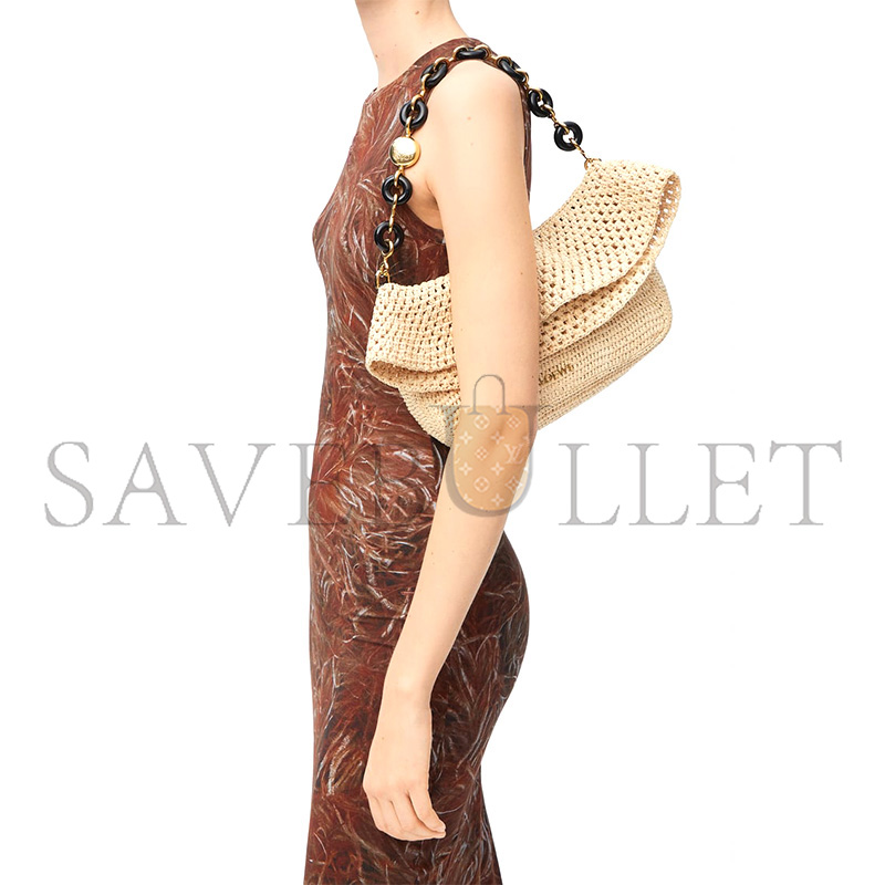 LOEWE MEDIUM OLA BAG IN RAFFIA AND CALFSKIN AP22P22X05 (26*18*13cm)